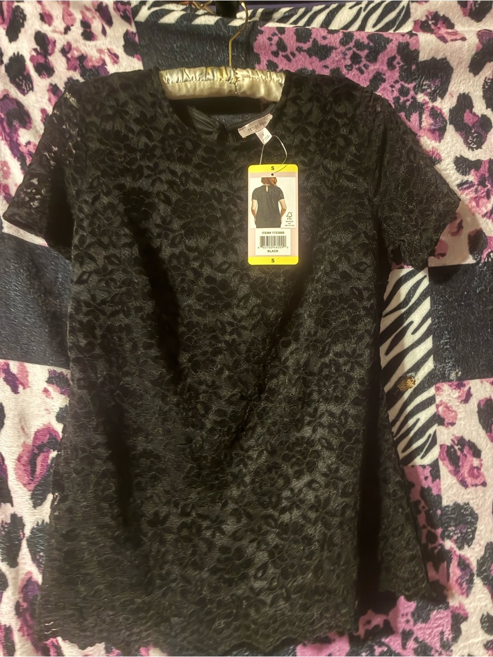 Girls' Black Lace Short-Sleeve Top - Classic Dressy Tee
